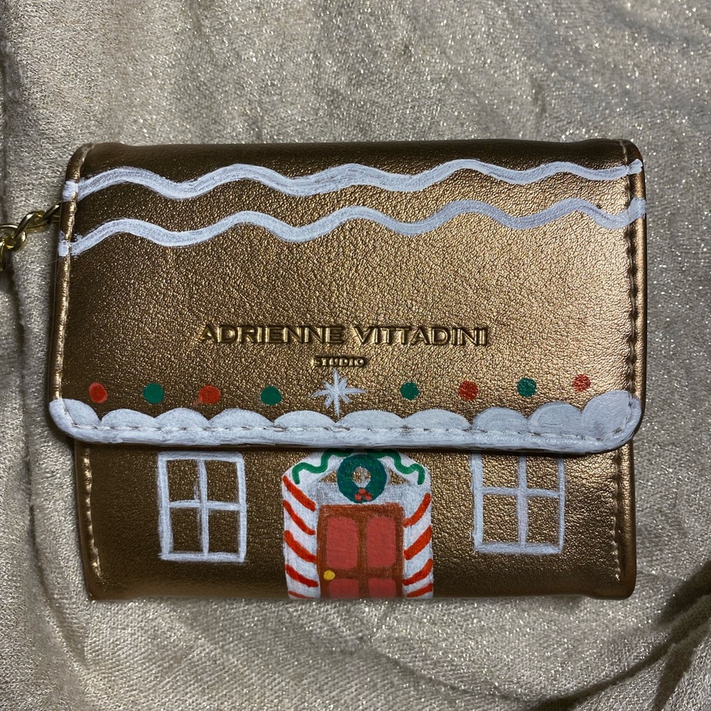 Hand Painted Metallic Gingerbread House Wallet